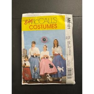 Easy McCall's M6101 Girl's 50s Poodle Skirt Costume Sewing Pattern‎ 7/8-10/12-14